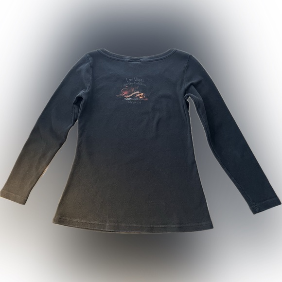 🏍️🔴Las Vegas Nevada Harley-Davidson Red Beaded Bling Black Long Sleeve Tee | M - Picture 3 of 17